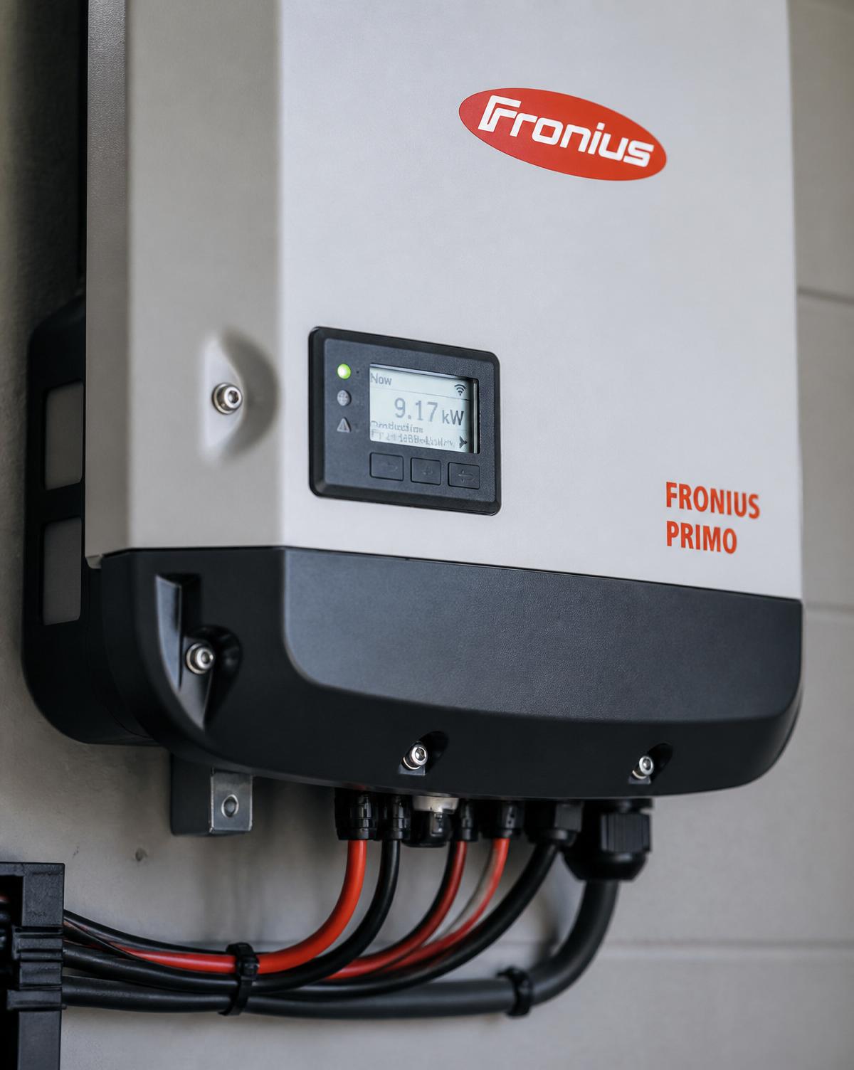 Fronius Wechselrichter Display mit Live-Ertragsanzeige